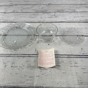 Vintage New Boxed Princess House Fantasia Crystal Frosted 3 Pc Place Setting 520